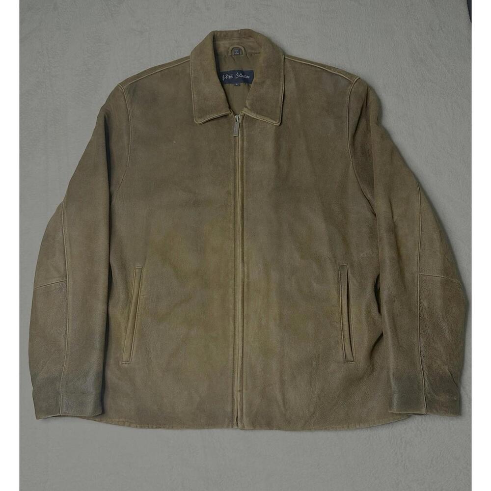 J.Park Collection Men’s Brown Leather Evening Winter Jacket Size Large Heavy 90s